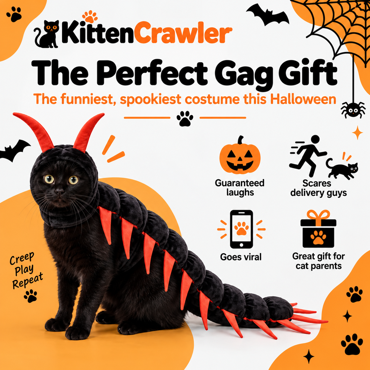 KittenCrawler Cat Centipede Costume | Soft Plush, Adjustable Fit