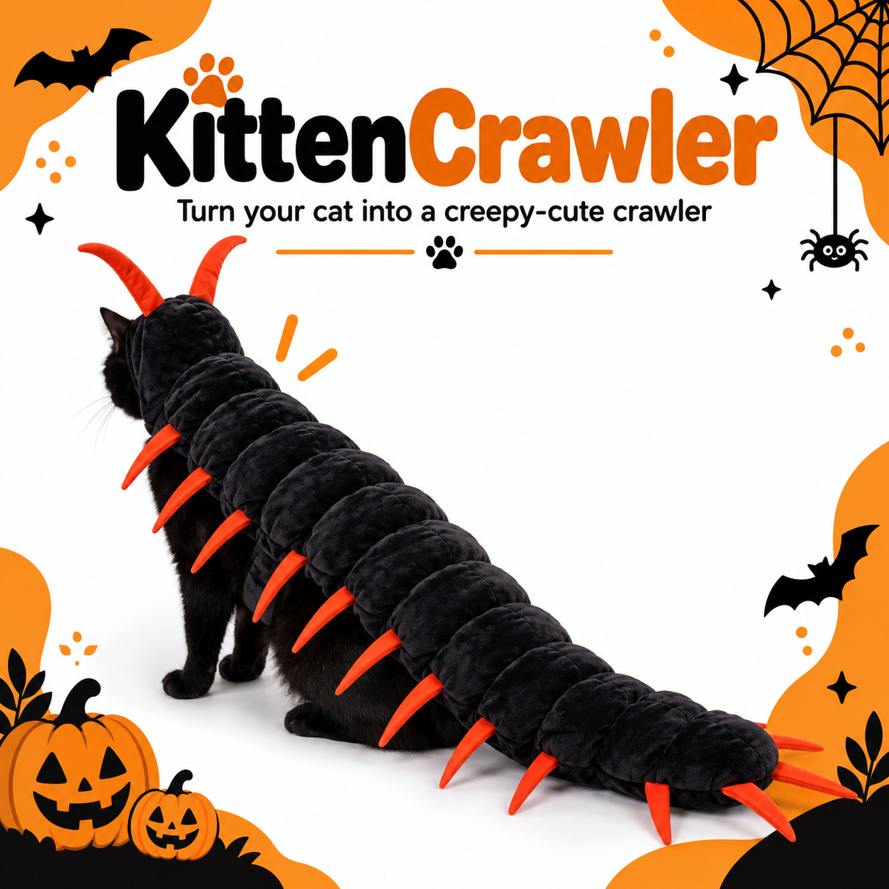 KittenCrawler Cat Centipede Costume | Soft Plush, Adjustable Fit
